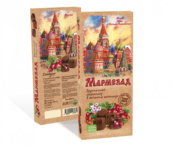 №2 Сладарт Мармелад Брусничный в тёмном шоколаде, 150г   в Тосно