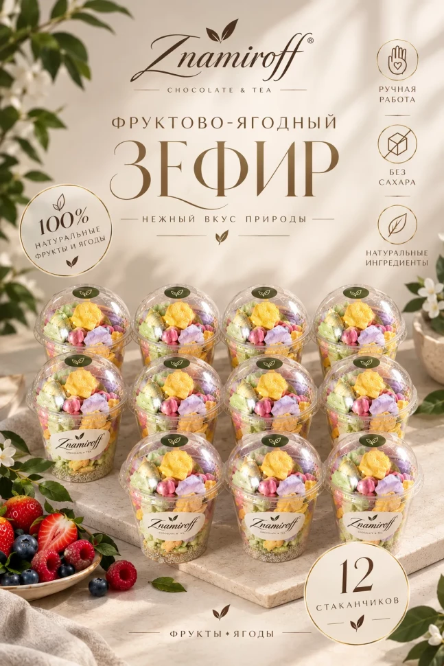  Зефир в стаканчиках без сахара(коробка 12шт по 100гр) в Тосно