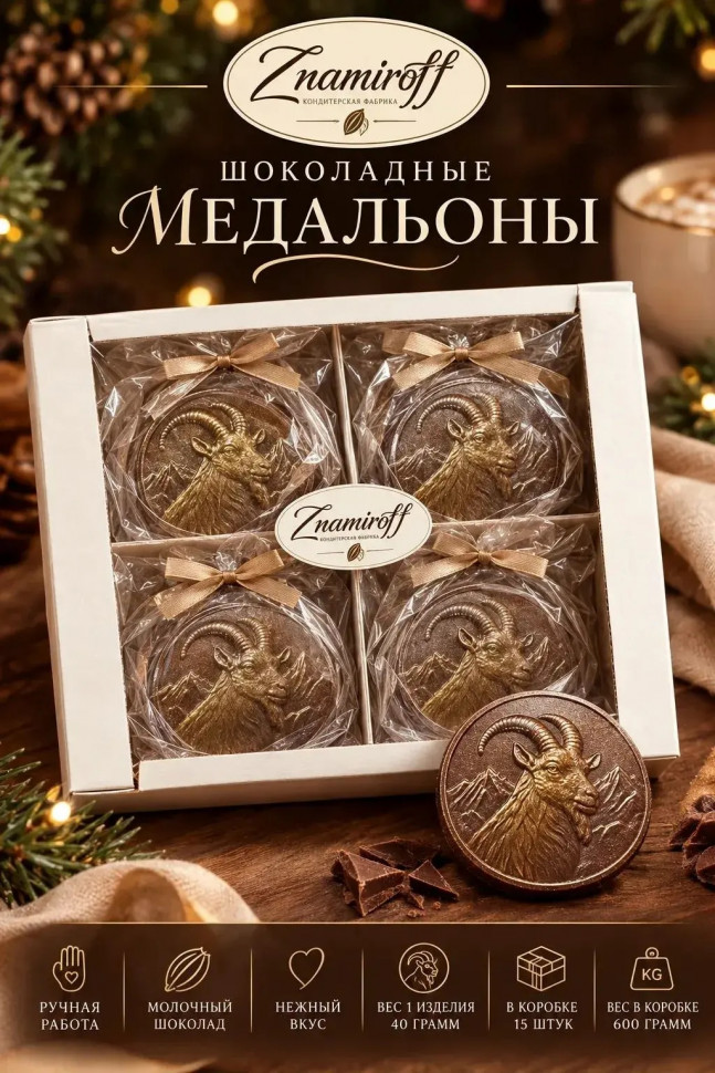  Фигурный шоколад Медальоны Козлики(15шт по 40г) в Тосно