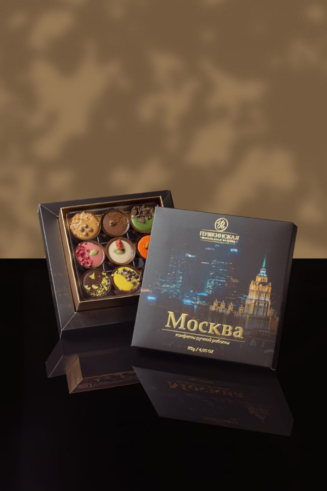  Пушкинская фабрика Конфеты Ассорти (Москва), 115г(чёрная коробка) в Тосно